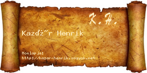 Kazár Henrik névjegykártya